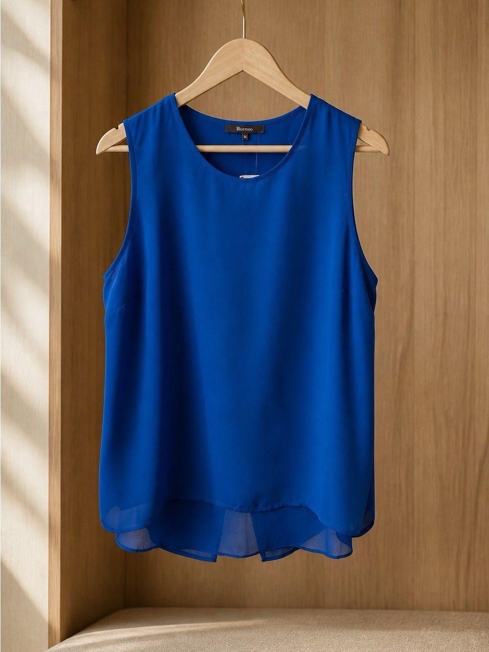Belissimo Sleeveless Royal Blue Chiffon Shell Top